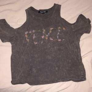 Floral PEACE gray top